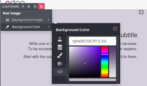 Web Editor Background Color Picker