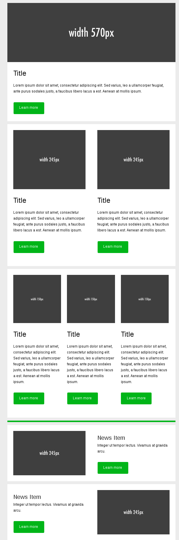 Fixed-Width Layout Snippets for Writing Emails