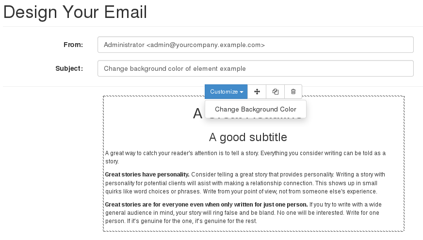 Email Snippets Background Color Picker