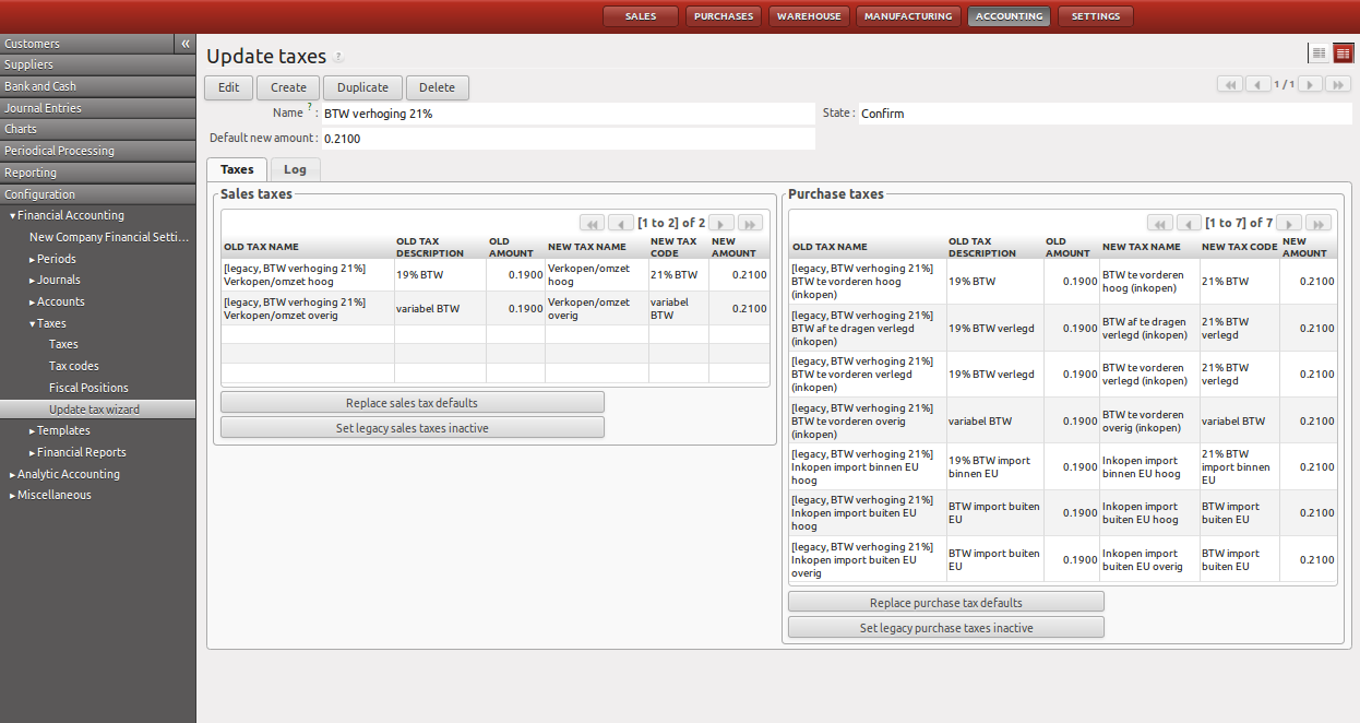Update tax wizard