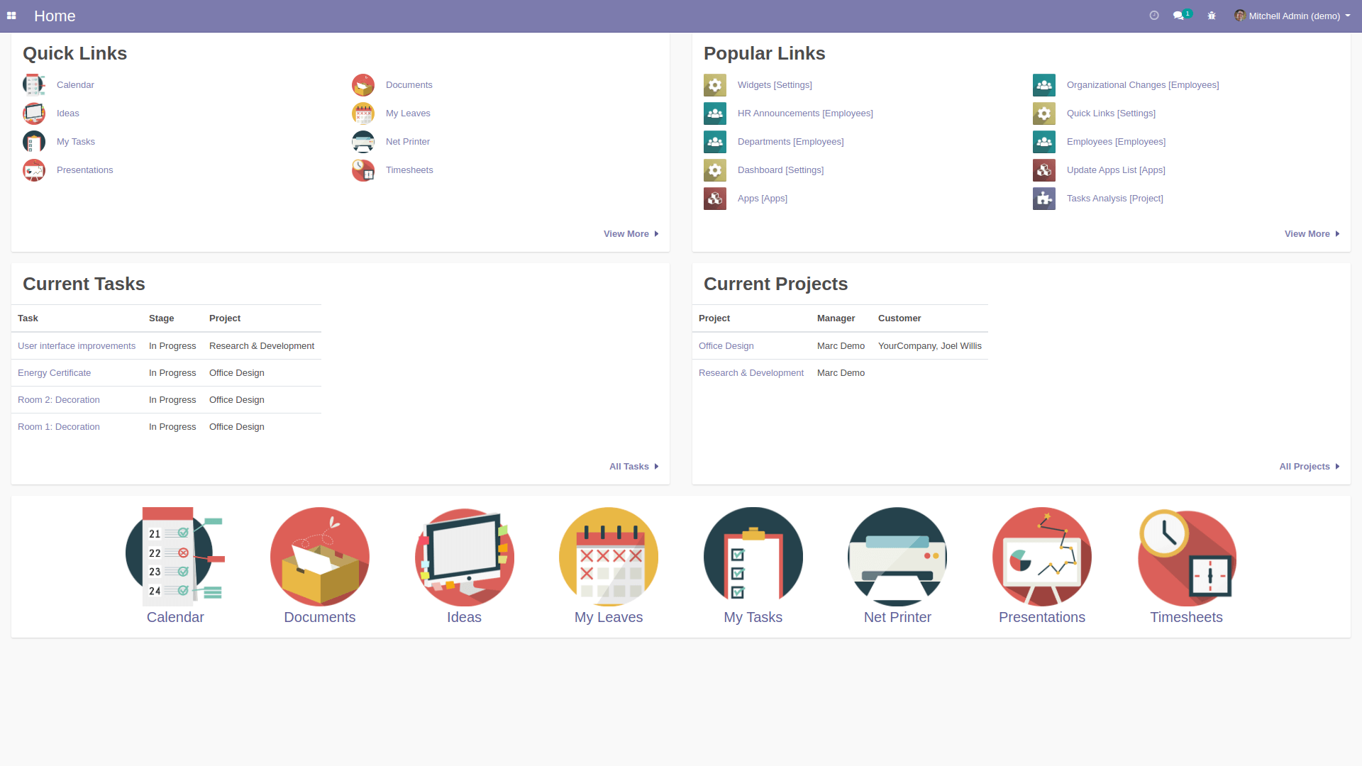 Odoo Home Dashboard [Project]