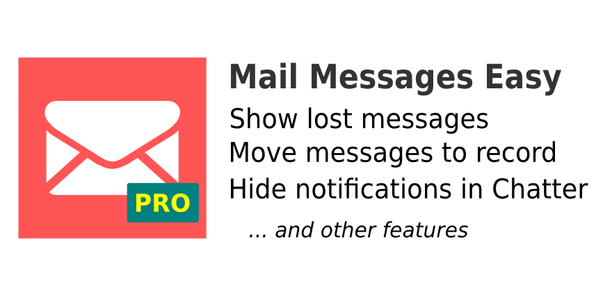 Mail Messages Easy Pro: Show Lost Messages, Move Messages, Reply, Forward, Move or Delete from Chatter, Hide Notifications in Chatter
