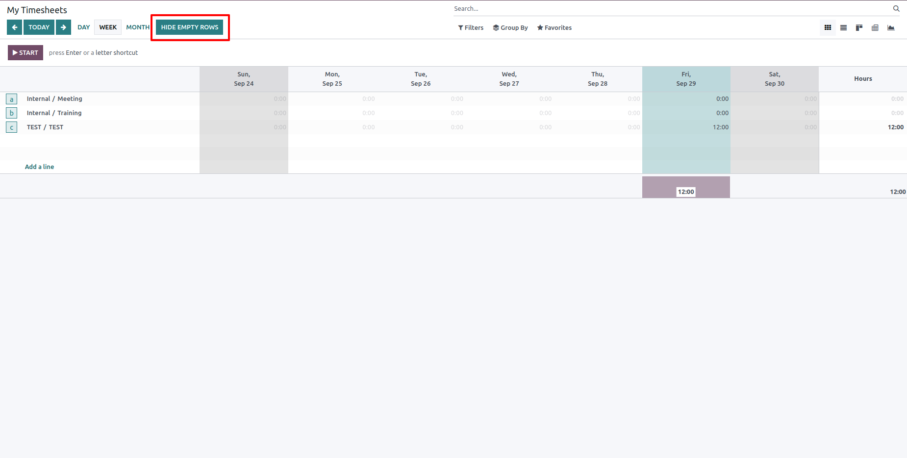Timesheet Hide Zero Total Rows