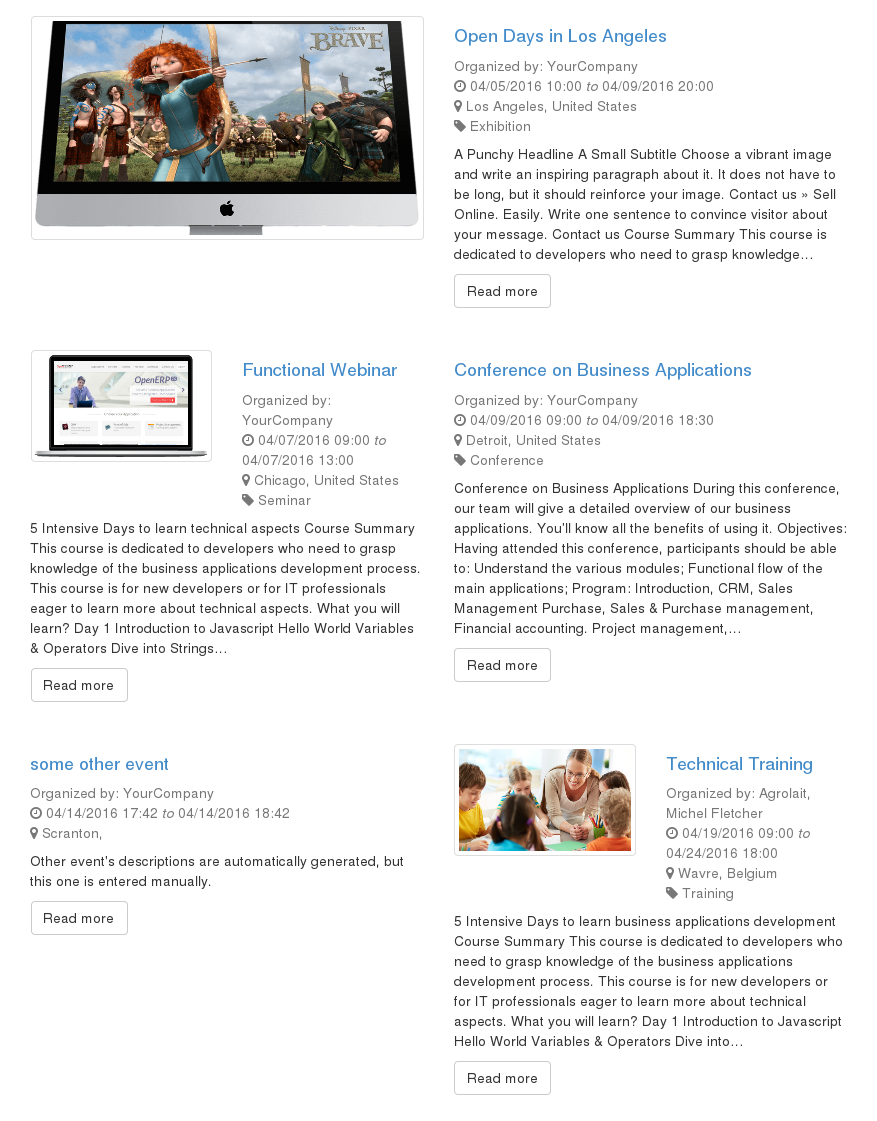 Excerpt + Image in Events